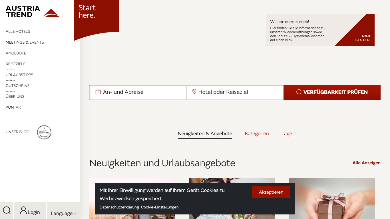 Verkehrsbüro Hotellerie GmbH Screenshot of the company website