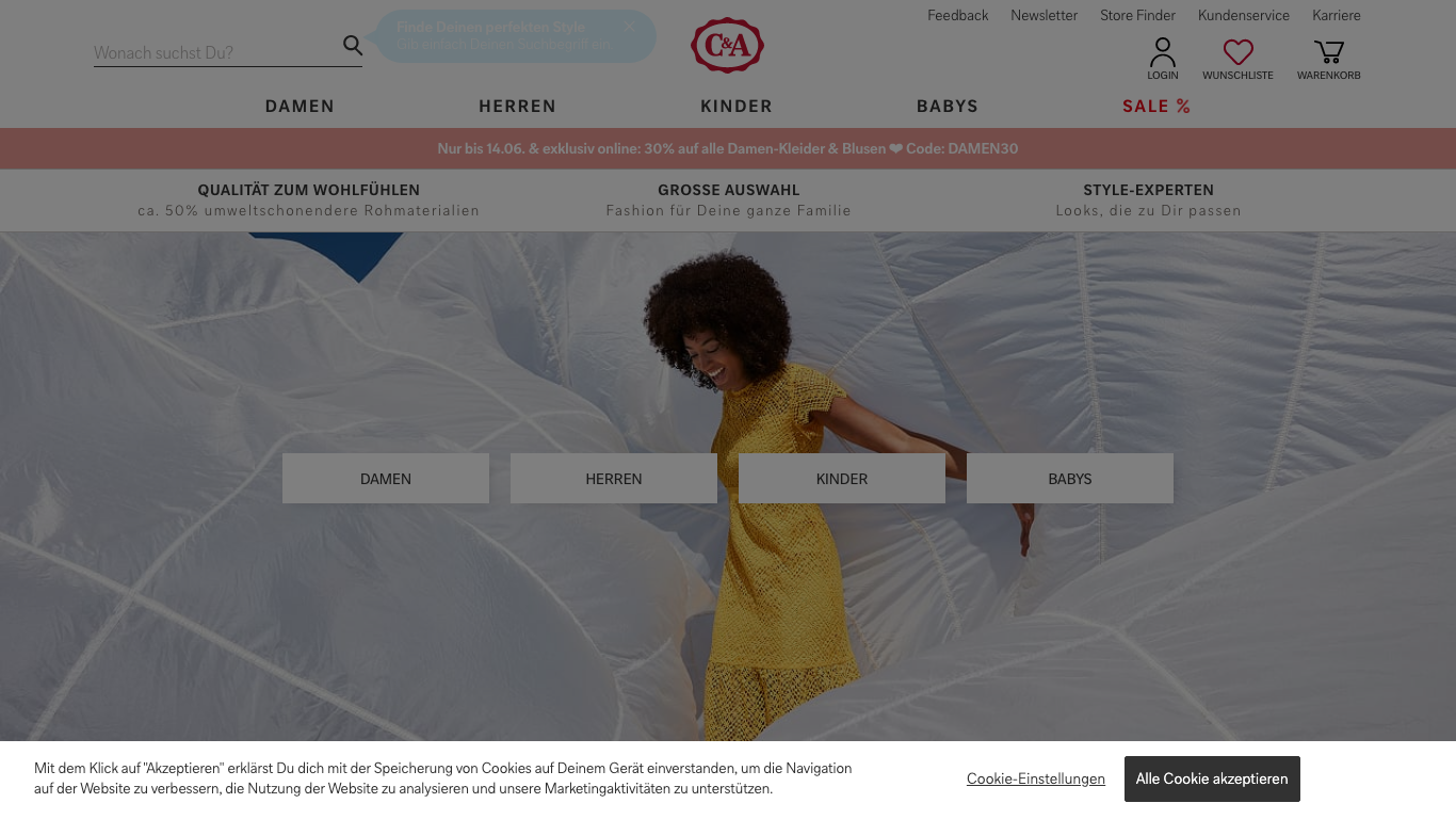 C & A Mode GmbH & Co KG Screenshot of the company website