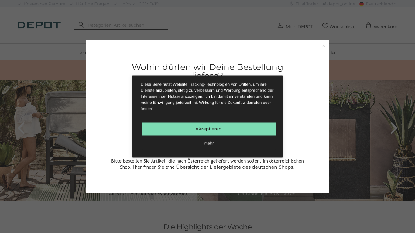 DEPOT Handels GmbH Screenshot der Firmen-Webseite