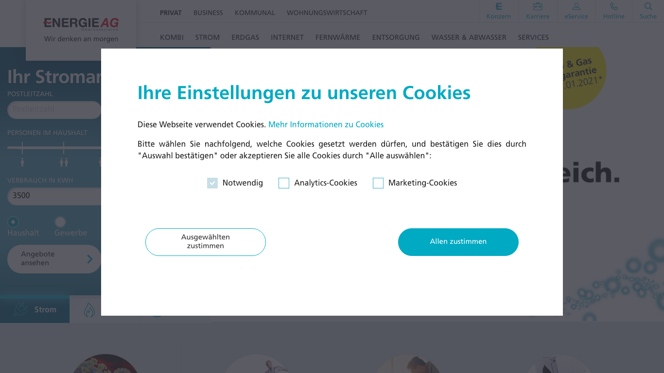 Energie AG Oberösterreich Erzeugung GmbH Screenshot der Firmen-Webseite