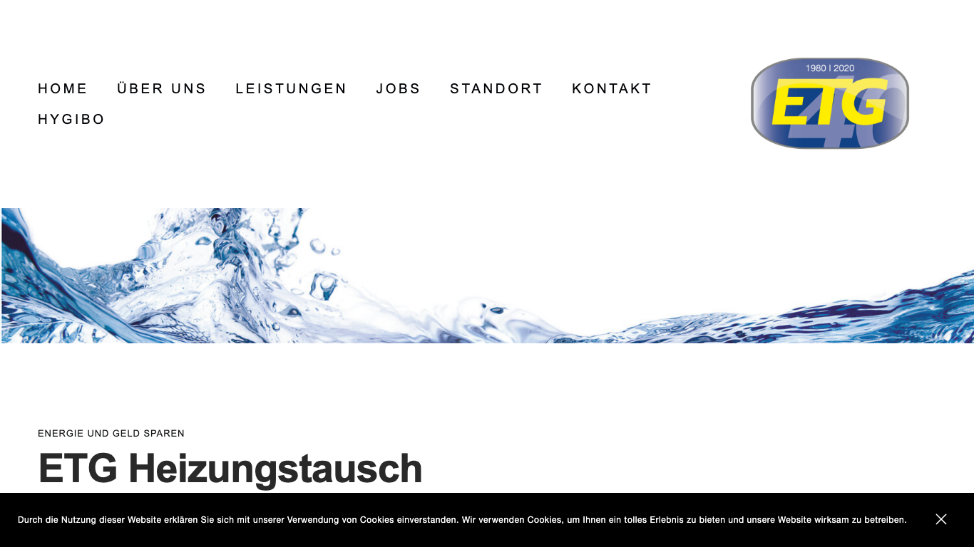 ETG Energie- und Sanitärtechnik GmbH Screenshot der Firmen-Webseite