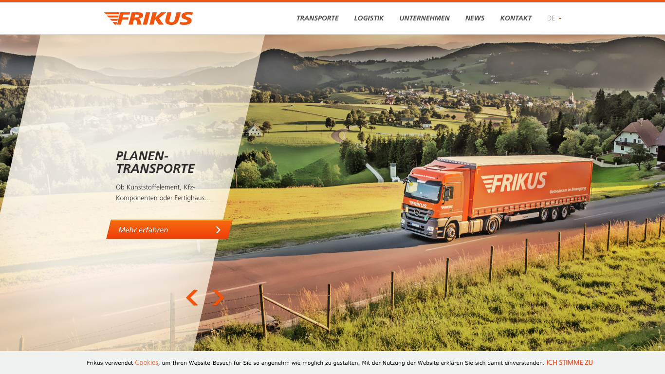 FRIKUS Transportlogistik GmbH Screenshot der Firmen-Webseite