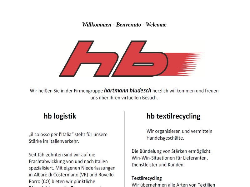 hb Transport u. Lagerhaus GmbH Скриншот вебсайта компании