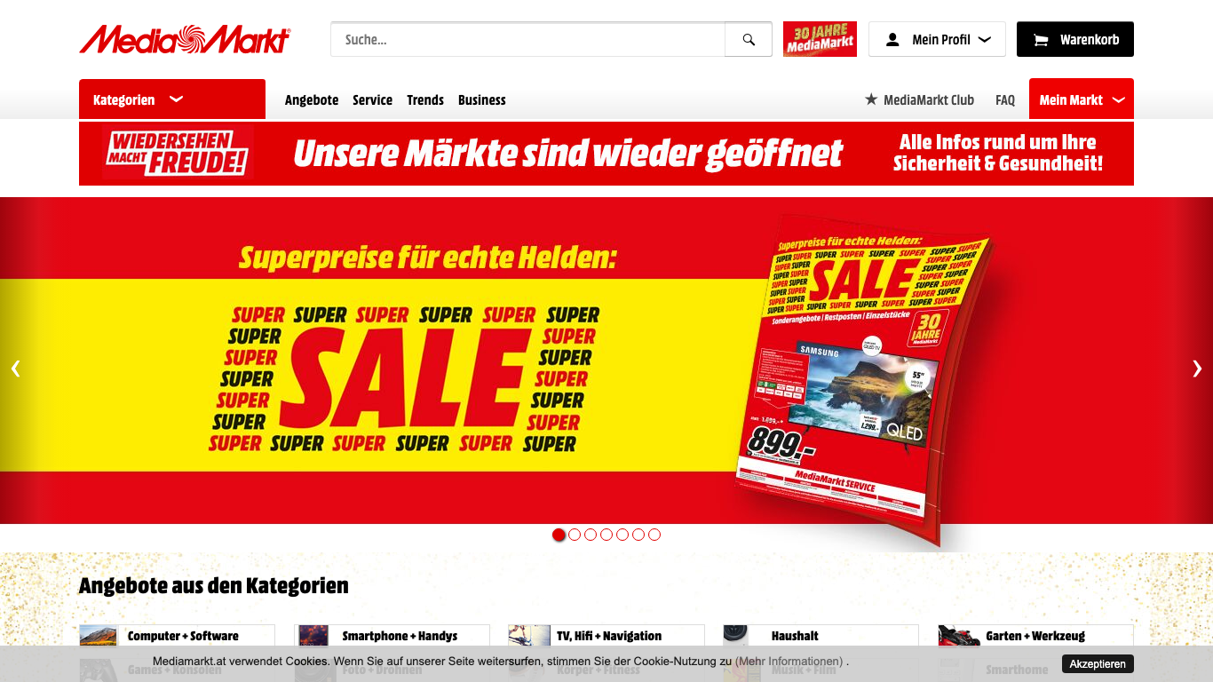 MEDIA MARKT TV-Hifi-Elektro GmbH Screenshot of the company website