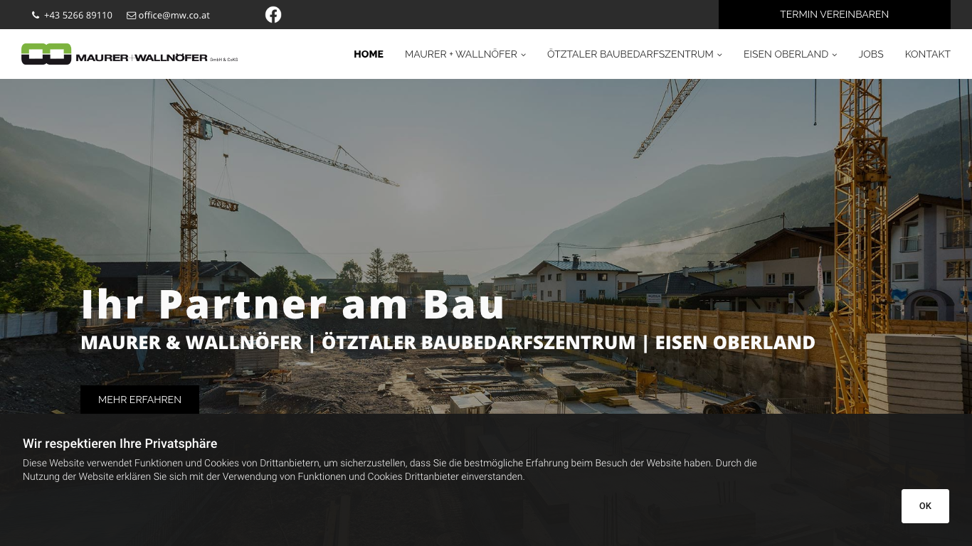 Ingenieure Maurer Wallnöfer GmbH & Co KG Screenshot der Firmen-Webseite