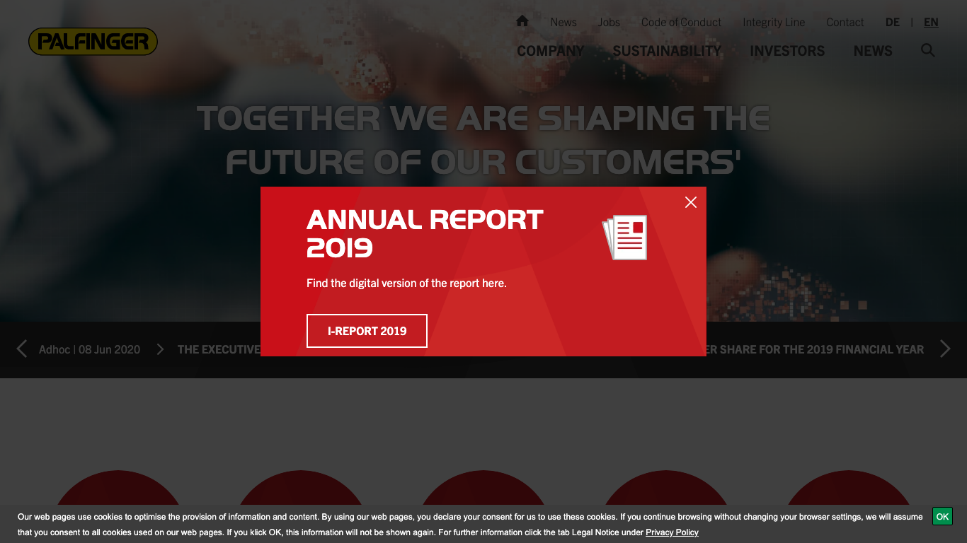 Palfinger Europe GmbH Screenshot of the company website