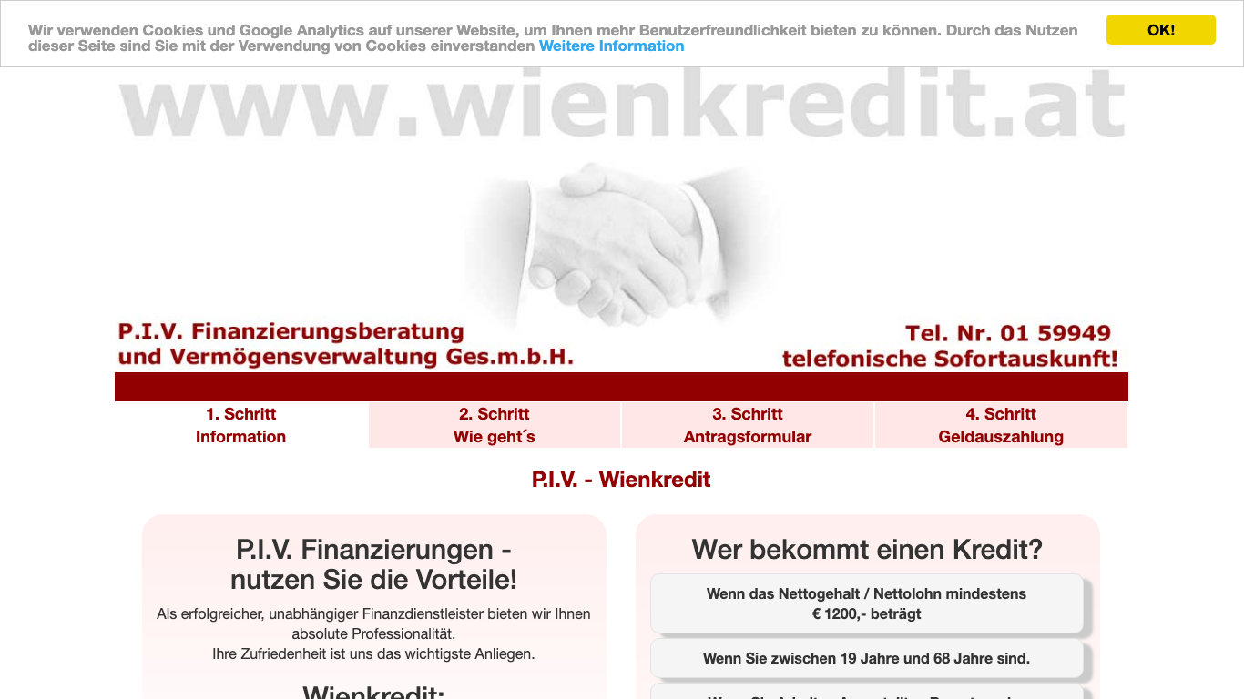 P.I.V. Finanzierungsberatung und Vermögensverwaltung GmbH Screenshot der Firmen-Webseite