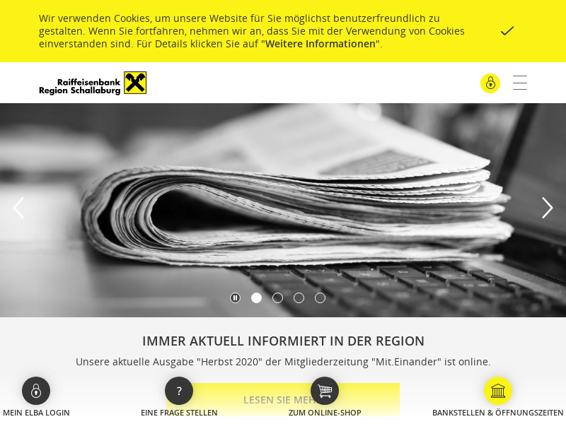 Raiffeisenbank Region Schallaburg eGen Screenshot der Firmen-Webseite