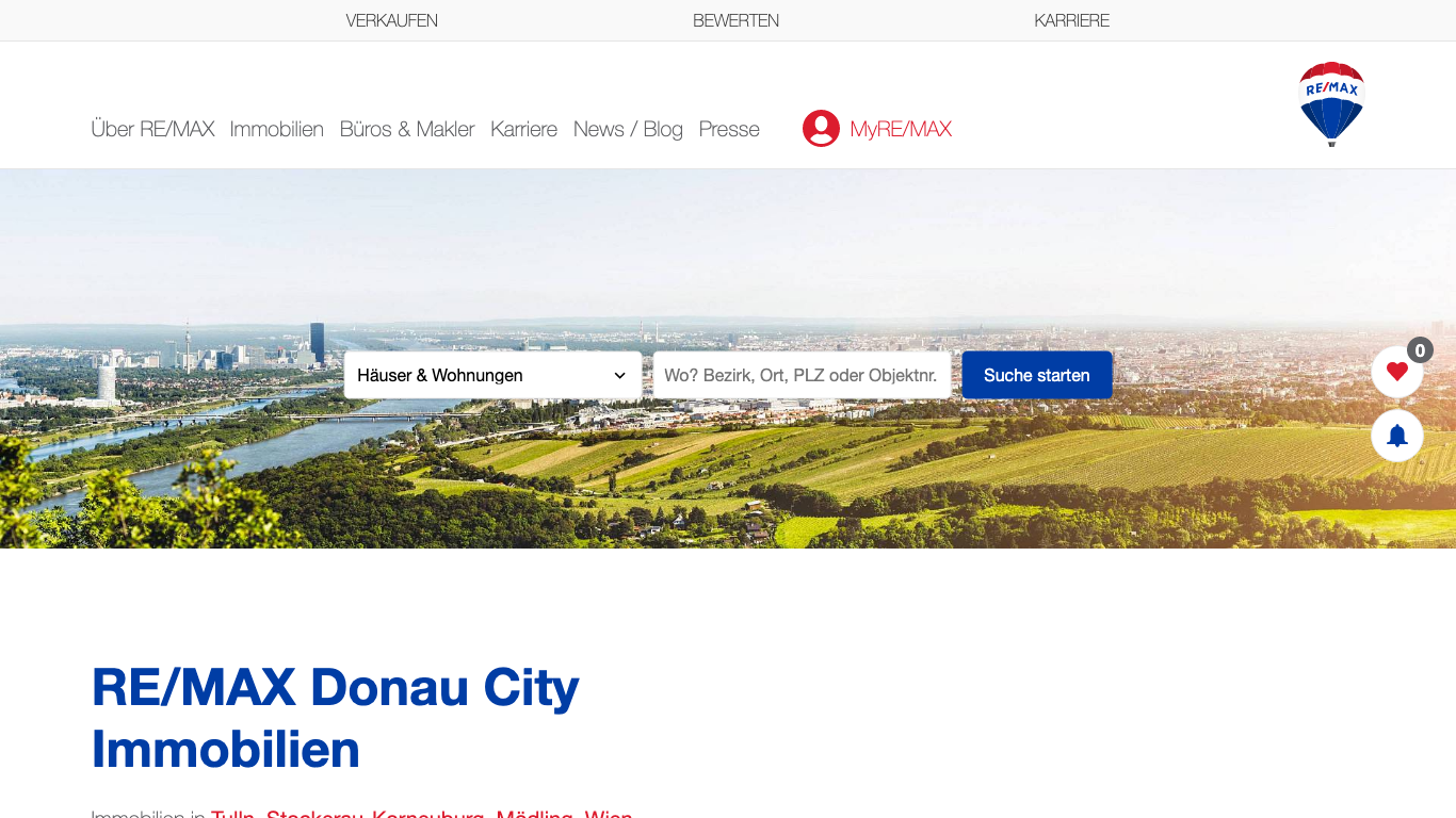 Donau-City-Immobilien Fetscher & Partner GmbH & Co KG Screenshot der Firmen-Webseite