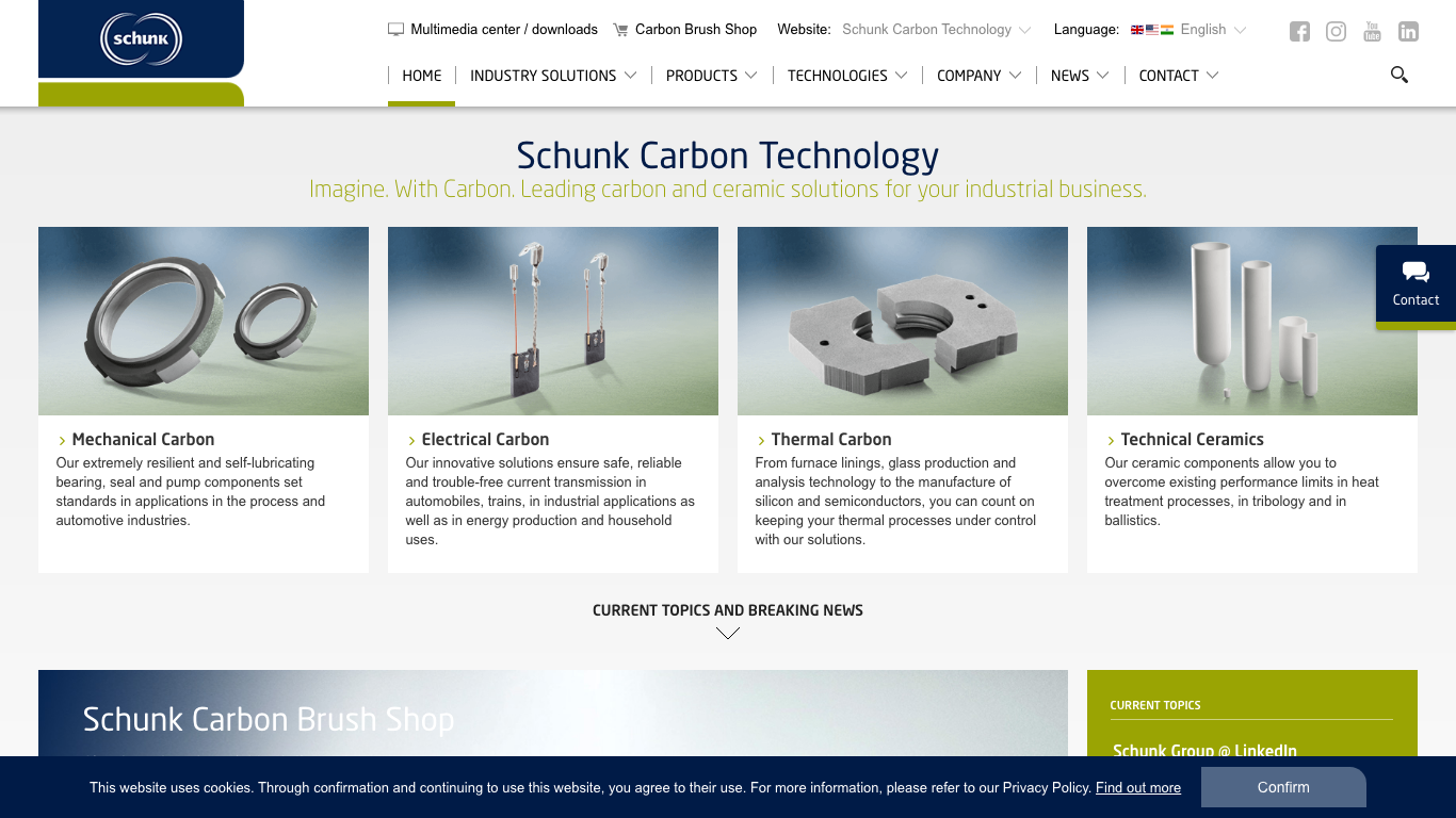 Schunk Bahn- und Industrietechnik GmbH Screenshot der Firmen-Webseite