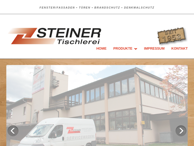 Steiner Tischlerei GmbH Screenshot der Firmen-Webseite